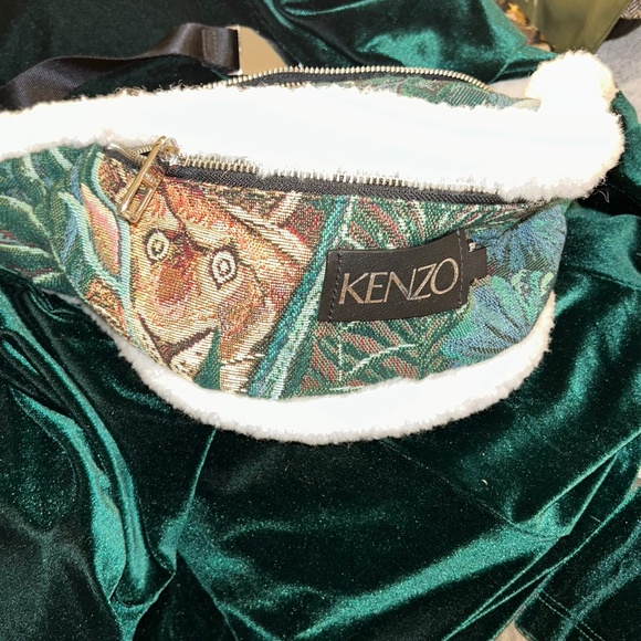 KENZO tiger print tapestry faux shearling belt bag - Picture 1 of 13